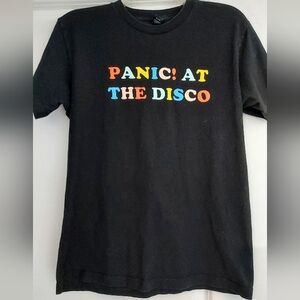 Panic At The Disco Shirt Medium Black Multi Color Logo Sun Eye Moon Crew Band T
